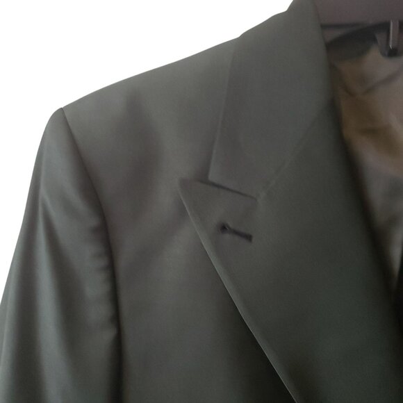 NEW Grogo Black Dark Green Wool Double Breasted Mens Suit Jacket EU 46 - Picture 9 of 15